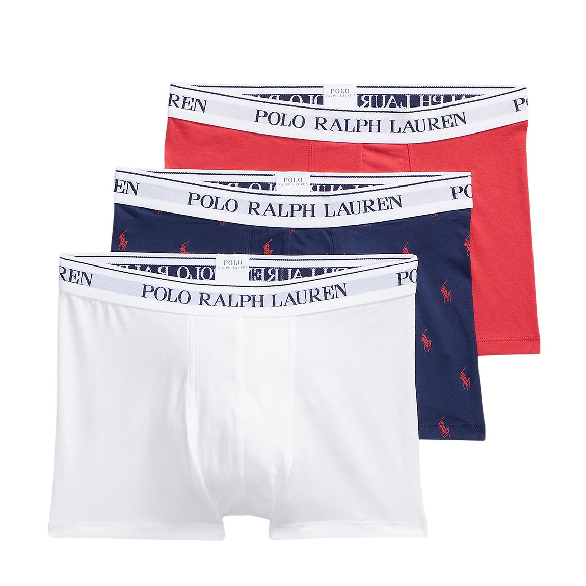 Navy/White/Red 3 Pack Cotton Blend Stretch Boxers main product photo