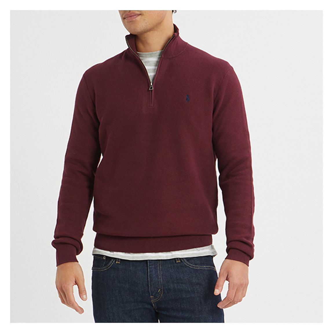 Dark Red Cotton Half Zip Jumper main product photo