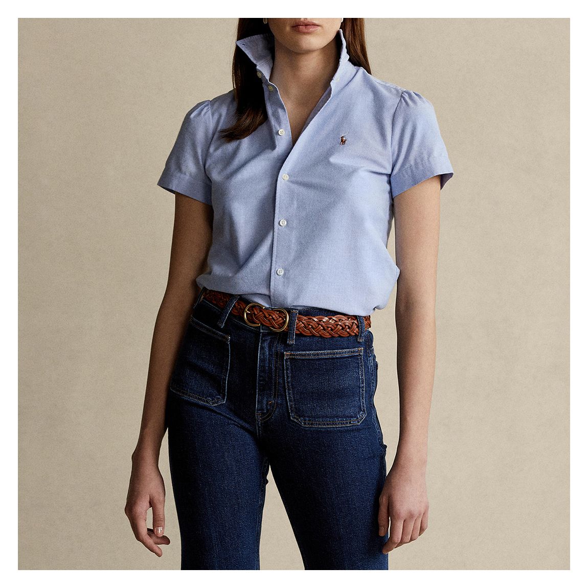 Blue Short Sleeve Oxford Cotton Shirt main product photo
