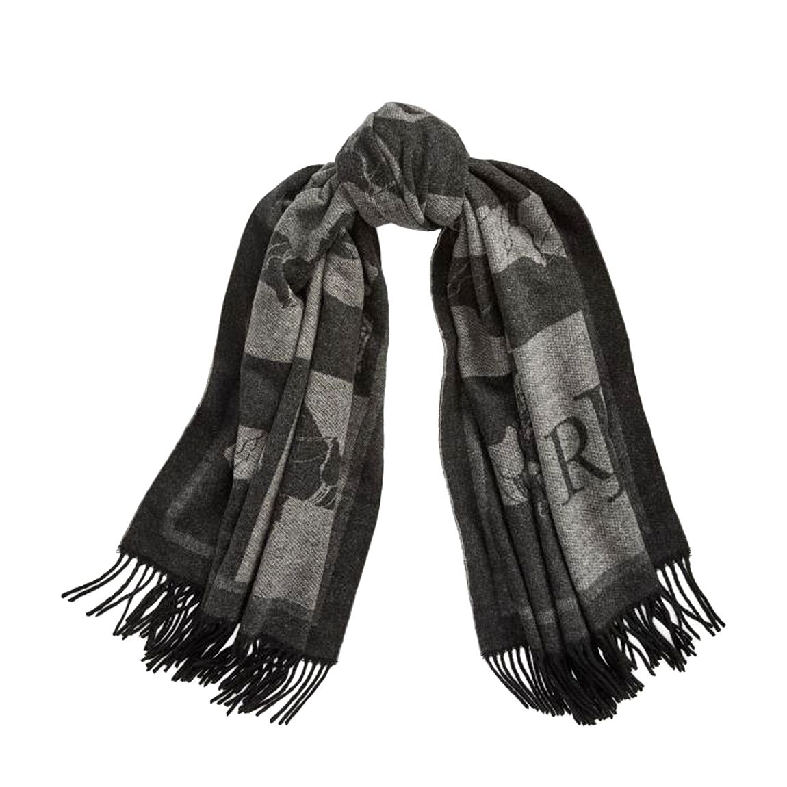 Black Equestrian Wool Blend Scarf main product photo