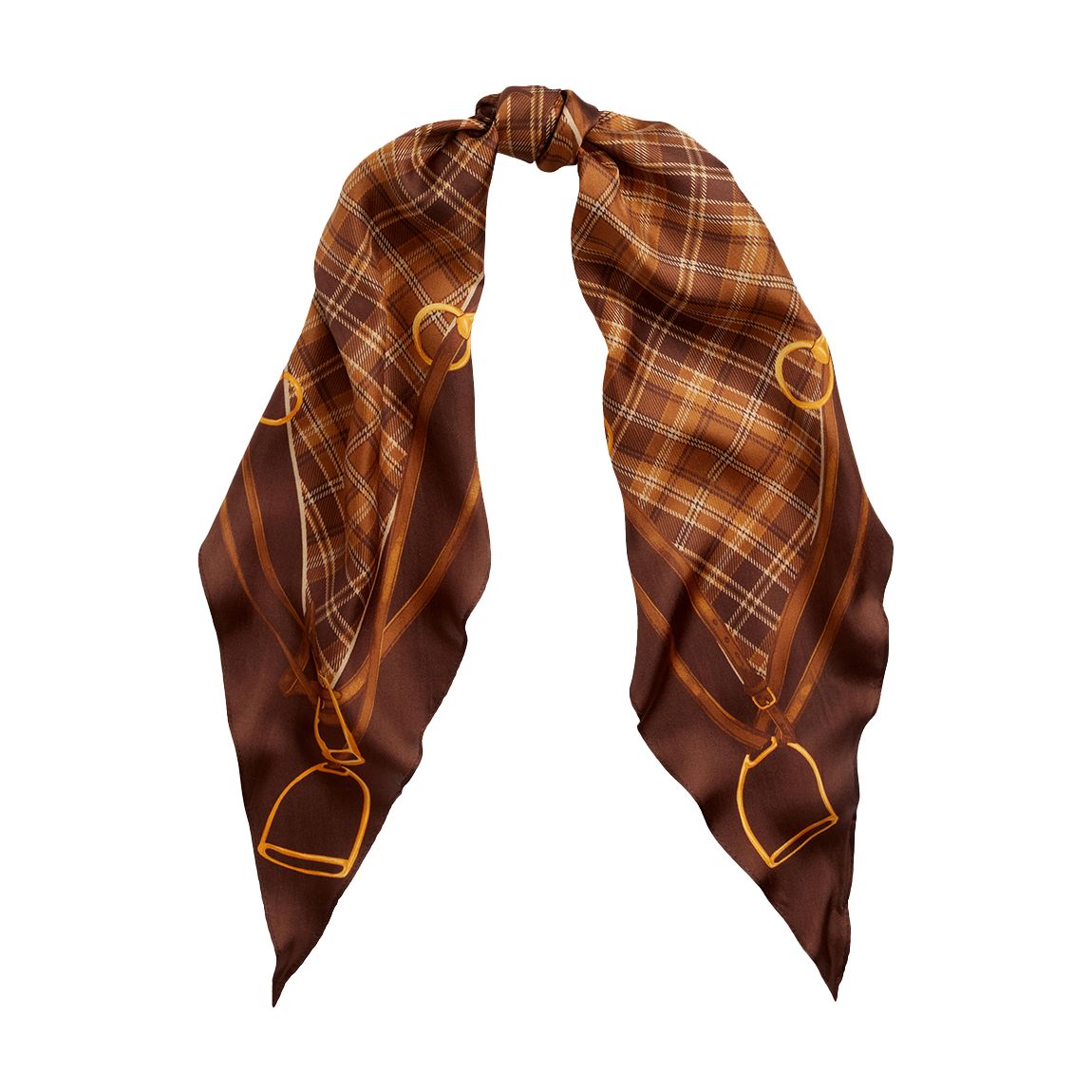 Brown Check Laura Silk Scarf main product photo