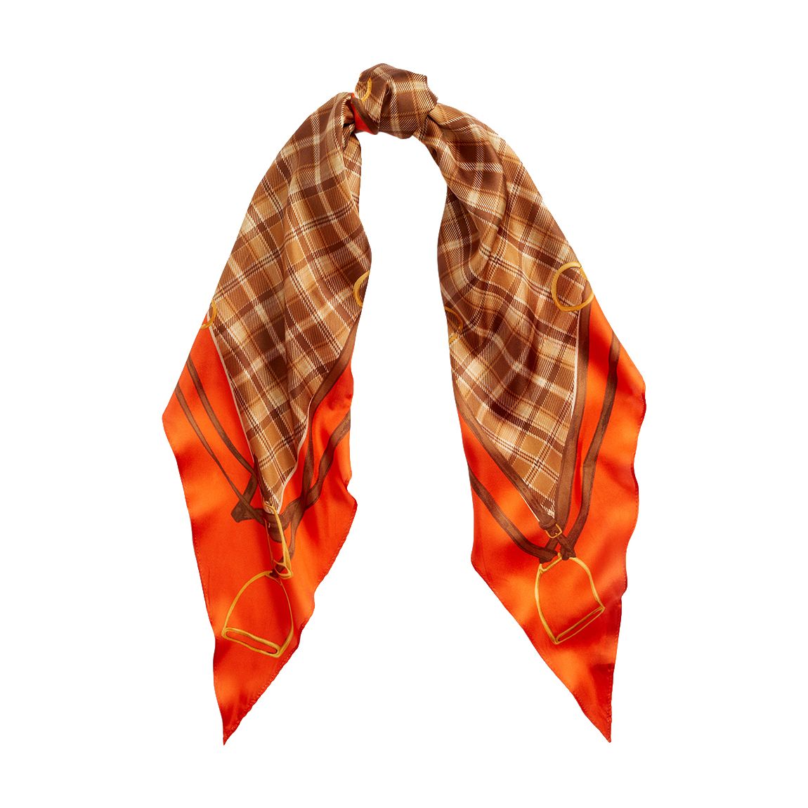 Tan Laura Printed Silk Scarf main product photo