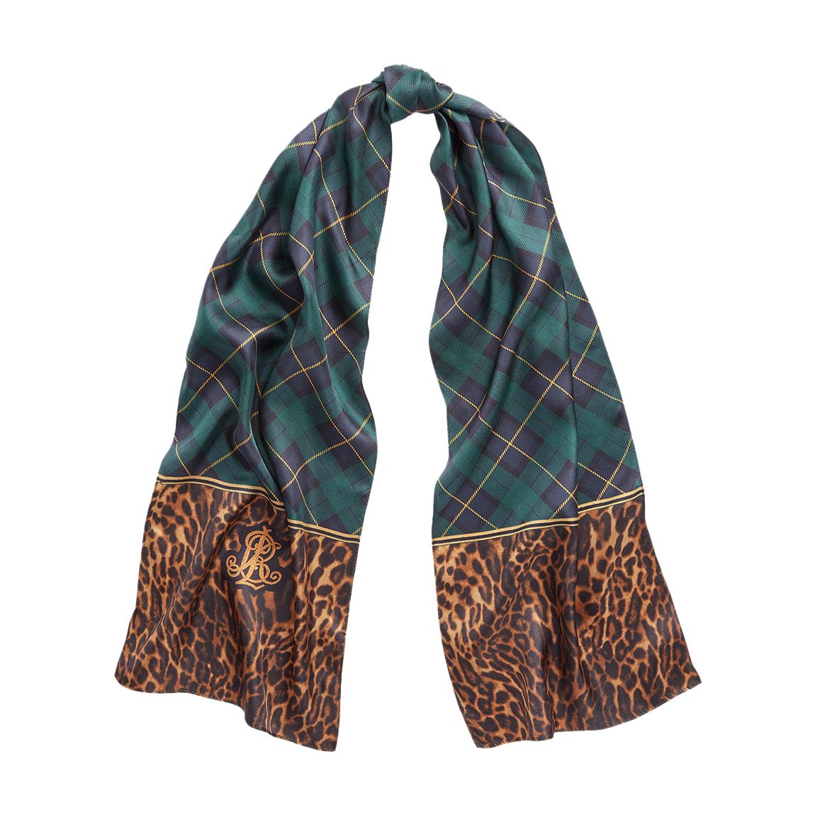Green Printed Silk Scarf main product photo