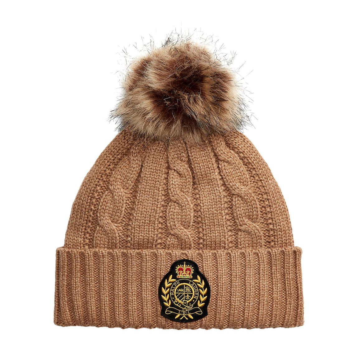 Camel Cable Knit Wool Blend Beanie main product photo
