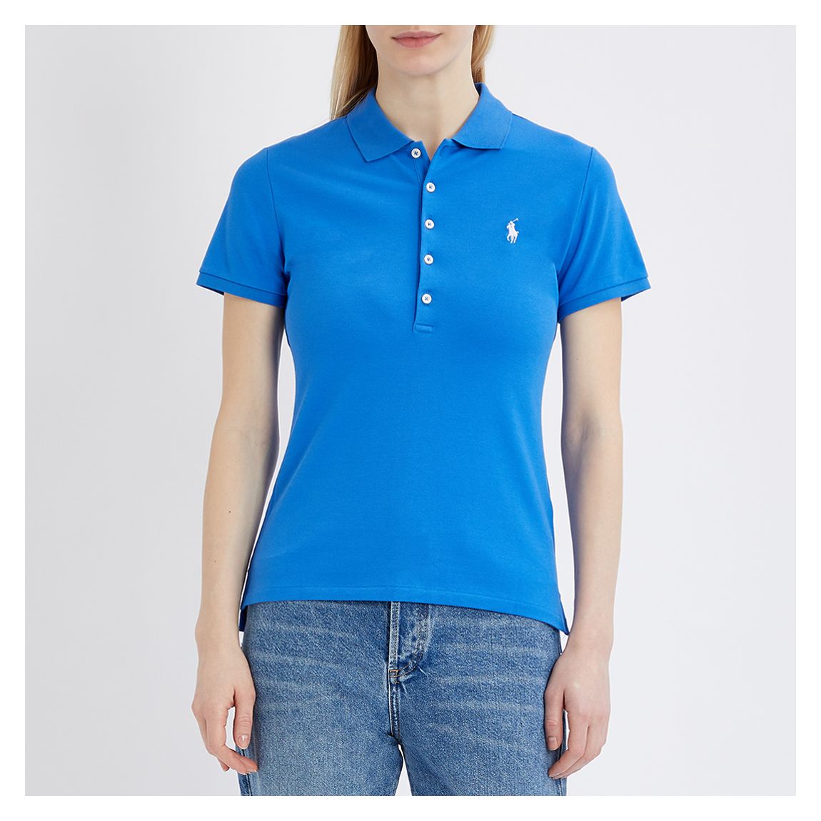 Blue Slim Stretch Cotton Polo Shirt main product photo