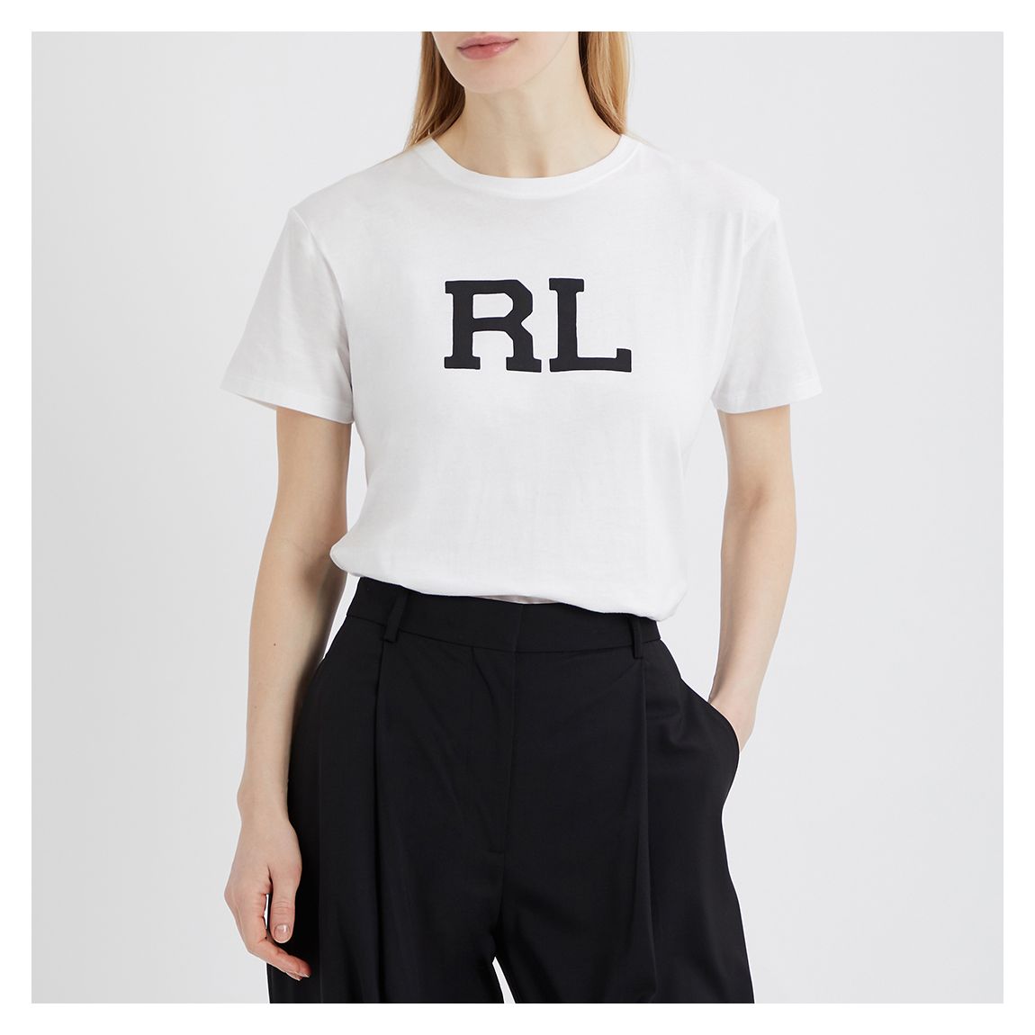 White RL Logo Cotton T-Shirt main product photo