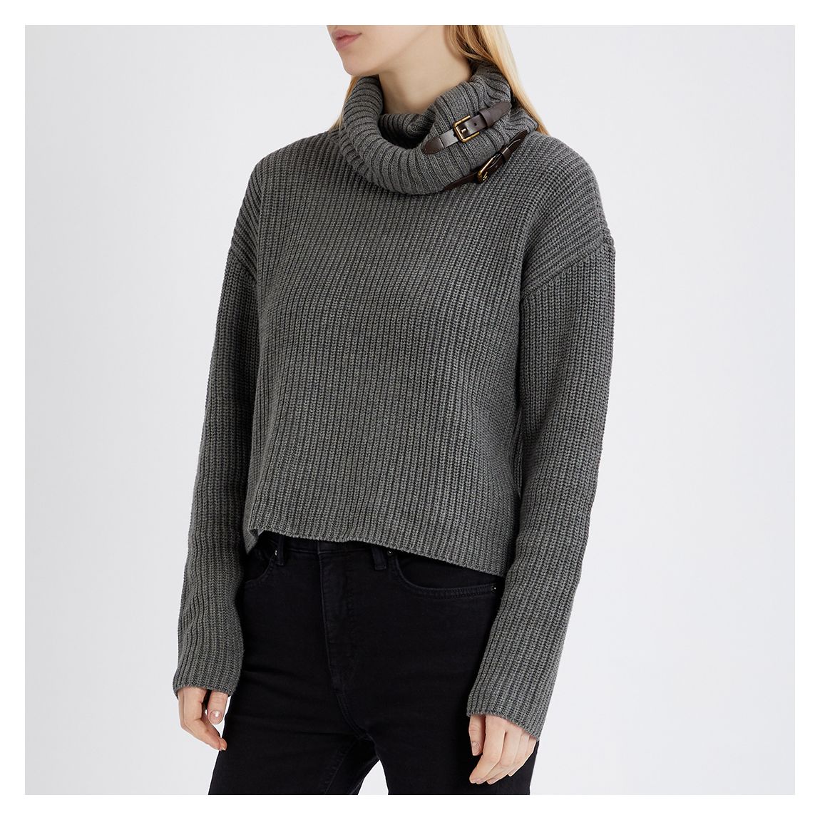 Grey Roll Neck Cotton Jumper main product photo