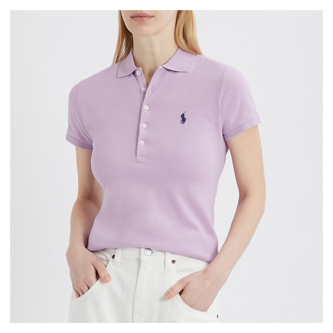 Lilac Slim Stretch Cotton Polo Shirt main product photo