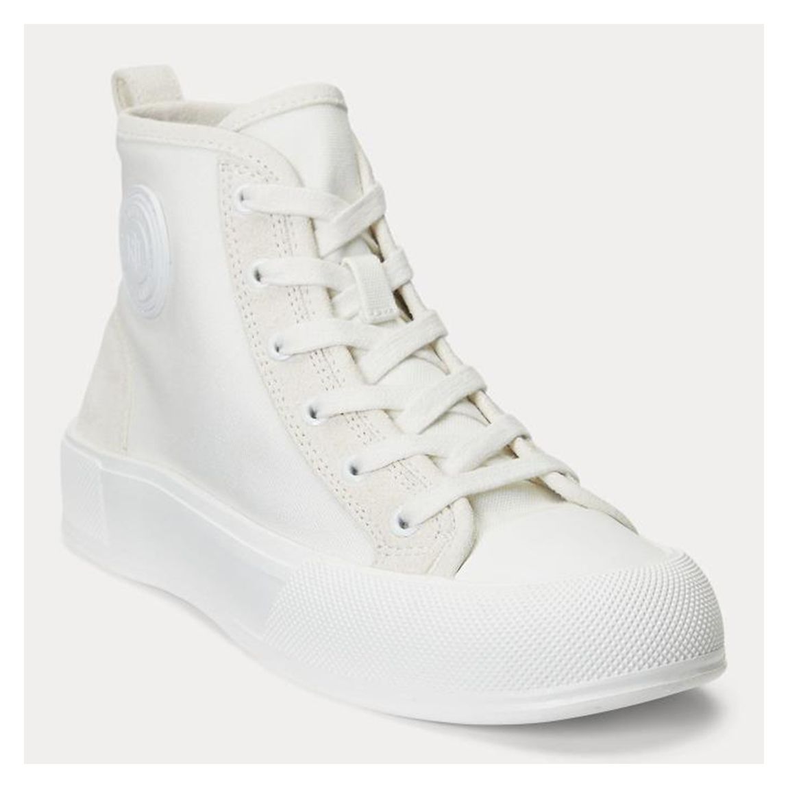 White Dakota Canvas High Top Leather Trainers main product photo