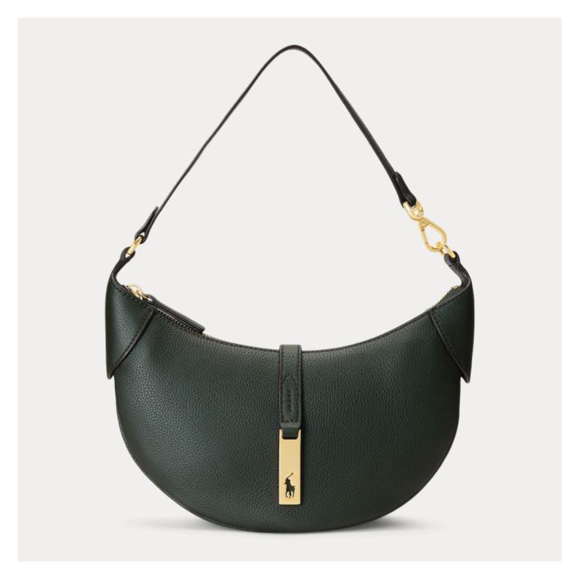 Dark Green Small Grain Leather Shoulder Bag main product photo