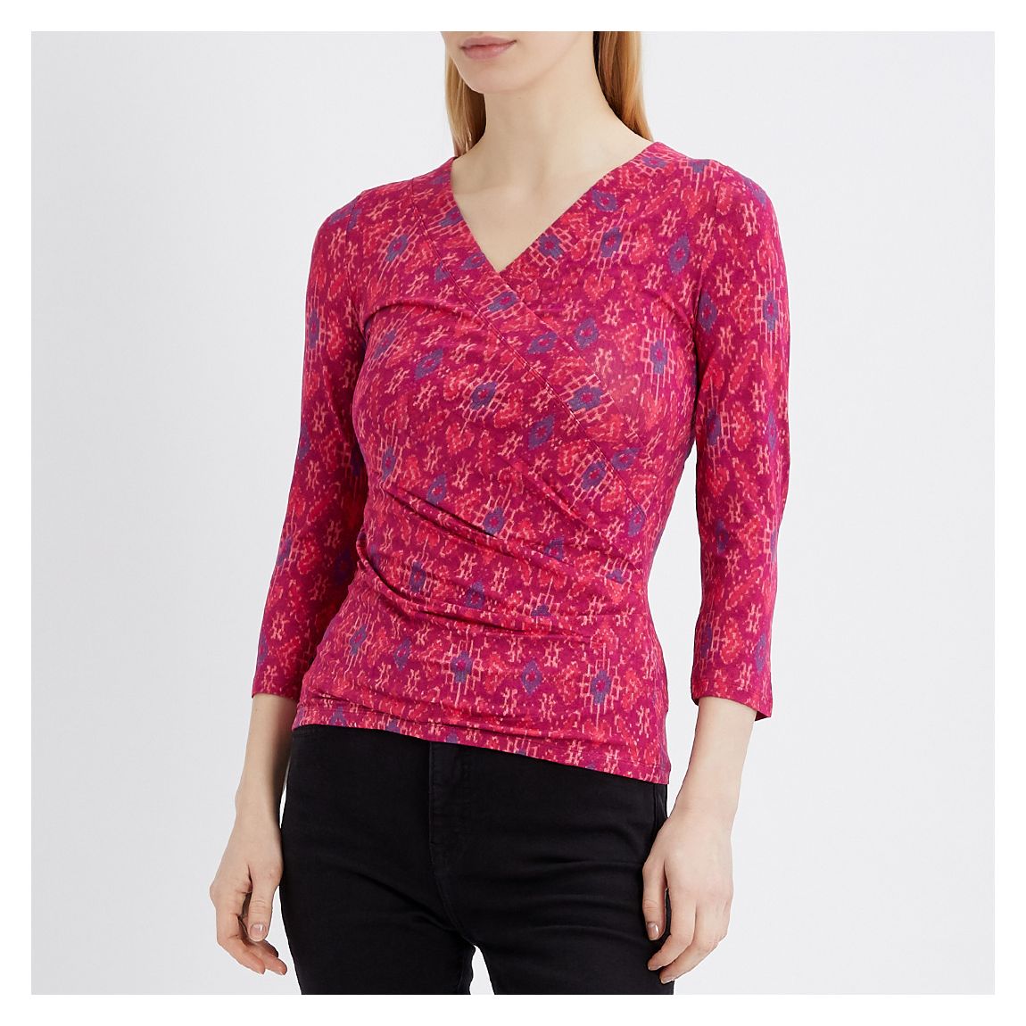 Pink Floral Wrapped Jersey Top main product photo