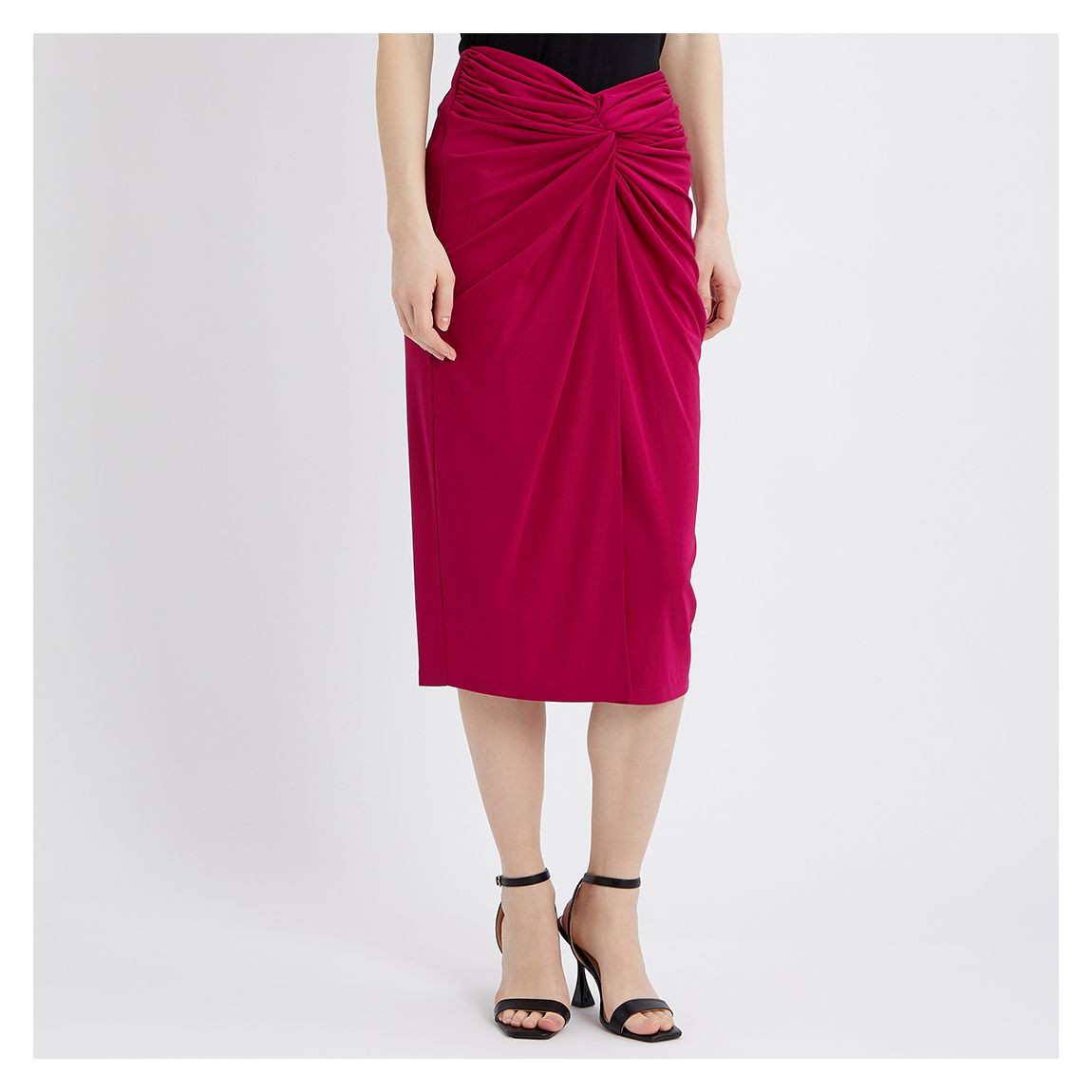 Pink Ruched Pencil Skirt main product photo