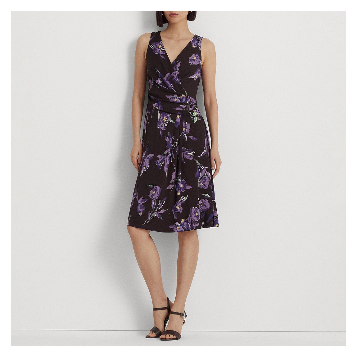 Dark Blue Wrap Floral Dress main product photo