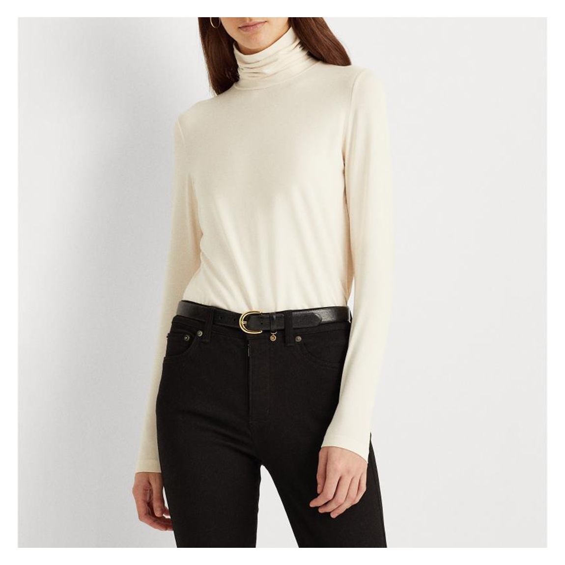 Cream Roll Neck Fitted Top main product photo