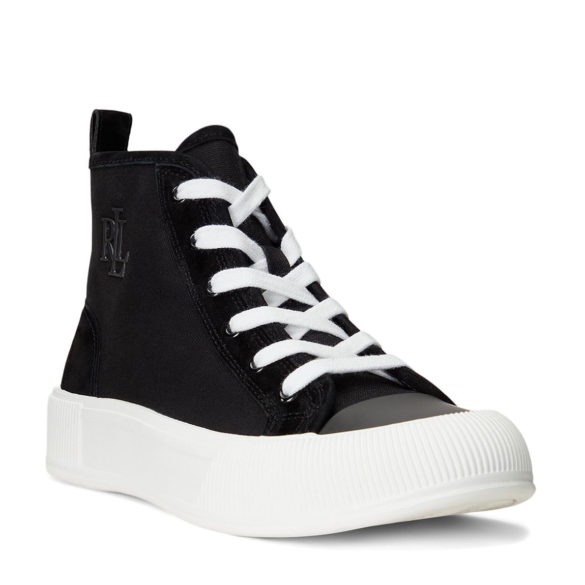 Black Dakota Canvas High Top Leather Trainers main product photo