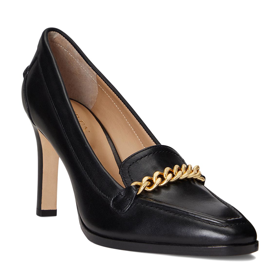 Black Colleen Burnished Leather Heels main product photo