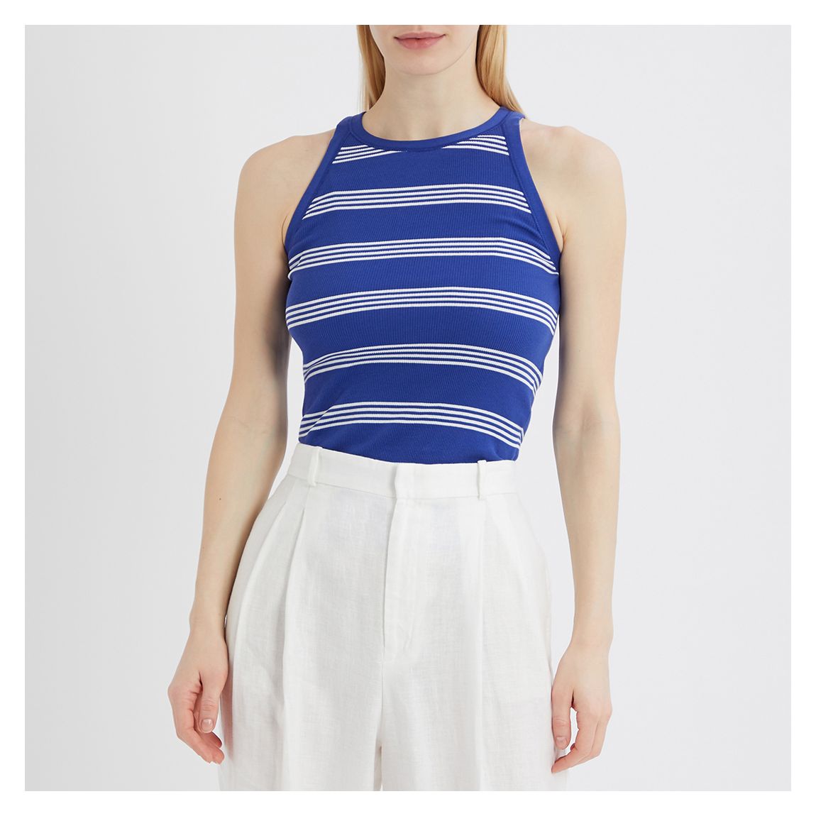 Navy Stripe Cotton Tank Top main product photo