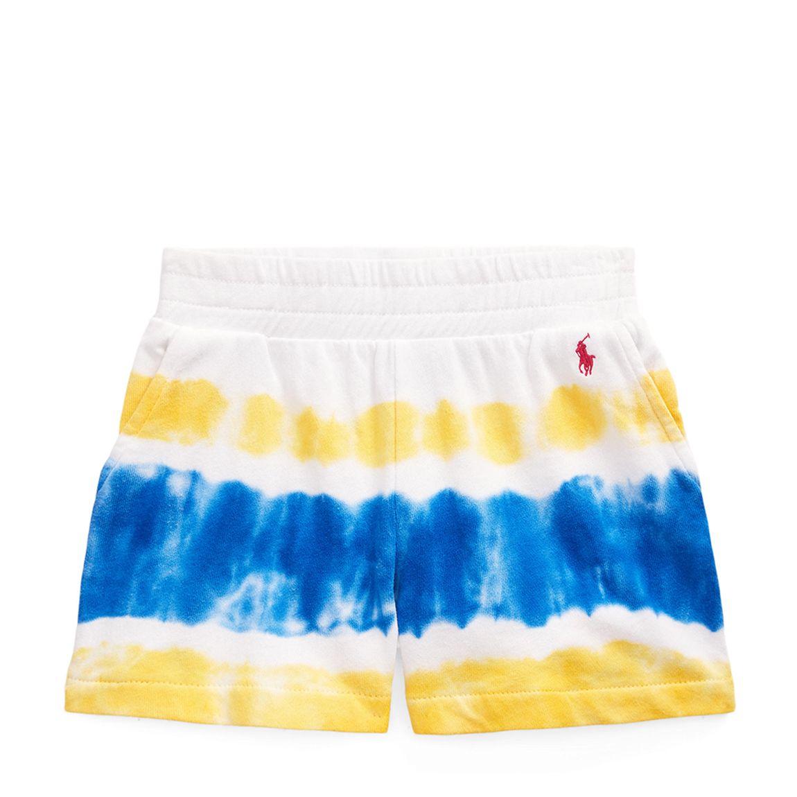 Toddler Girl's White Terry Tie Dye Cotton Shorts main product photo