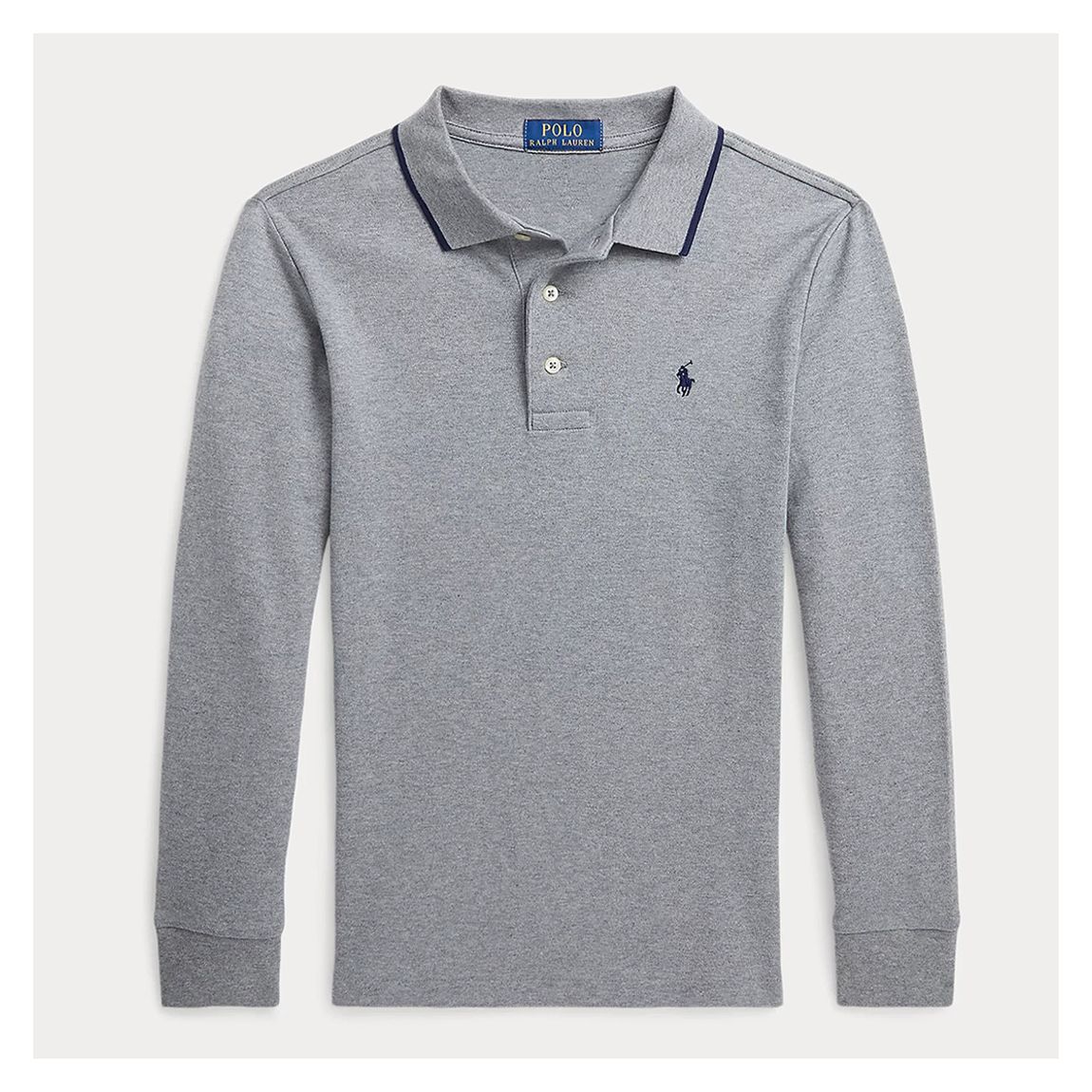 Older Boy's Grey Contrast Trim Cotton Polo Shirt main product photo