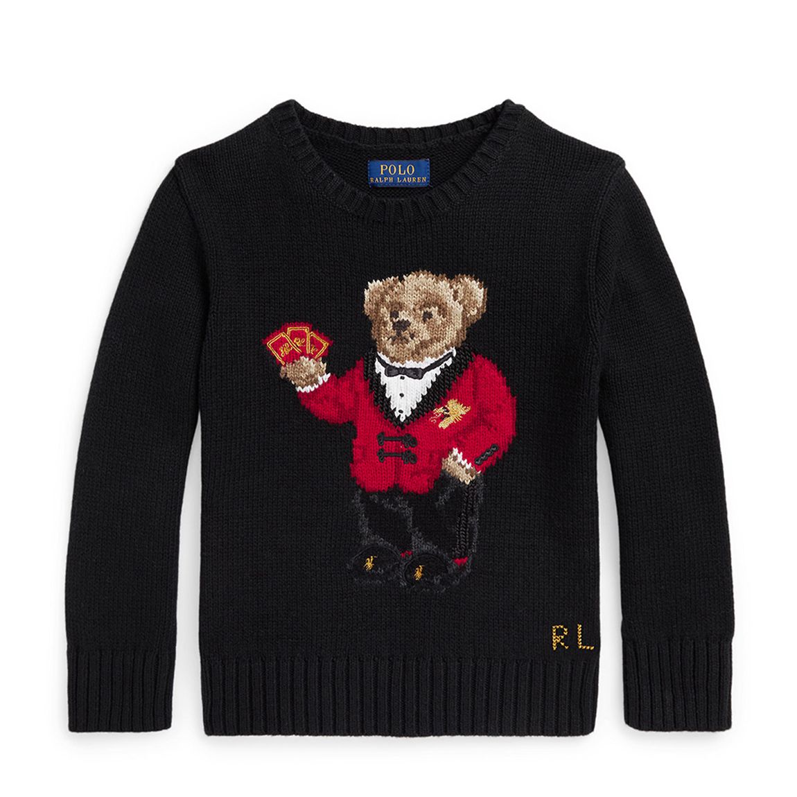 Younger Boy's Black Large Teddy Logo Cotton Jumper main product photo
