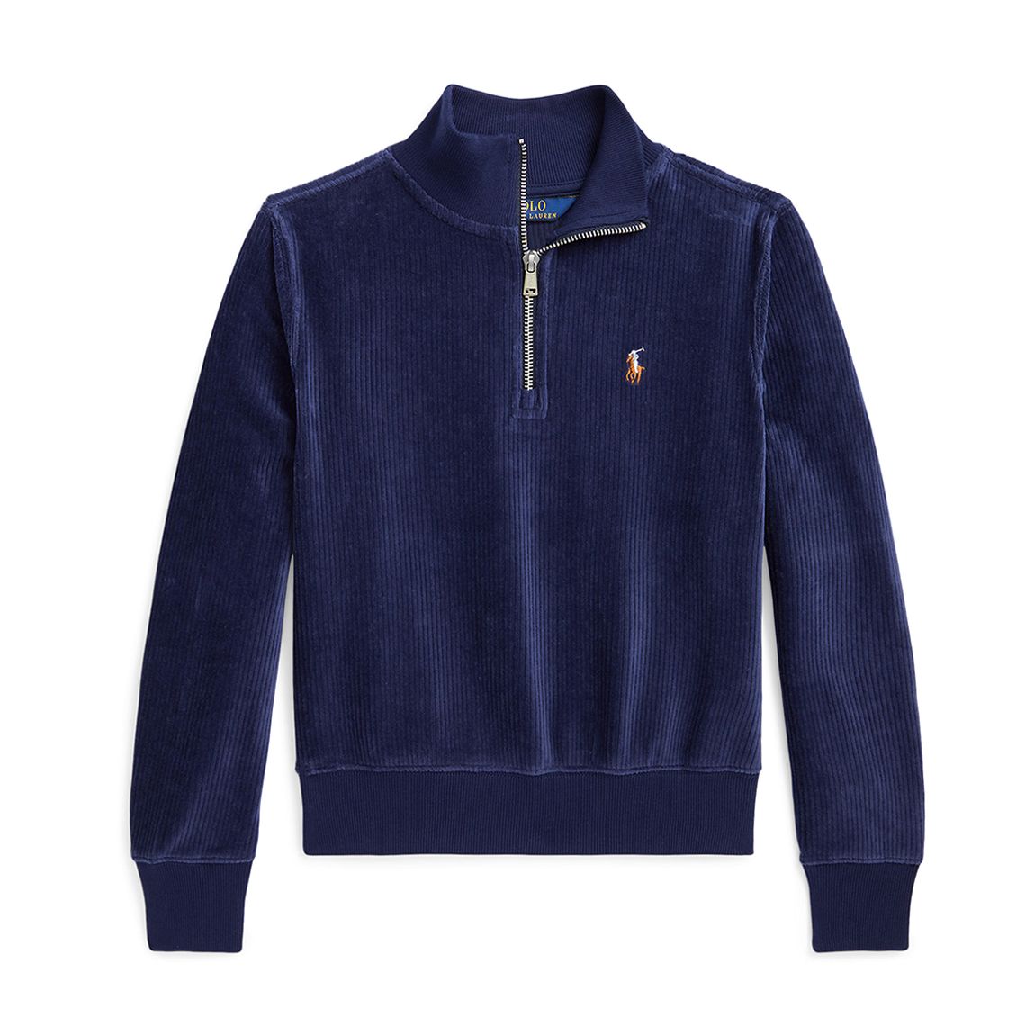 Older Girl's Navy Cotton Blend Half Zip Fleece main product photo