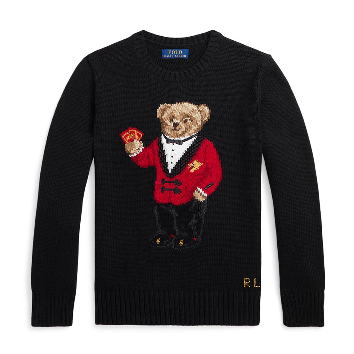 Older Boy's Black Large Teddy Logo Cotton Jumper main product photo