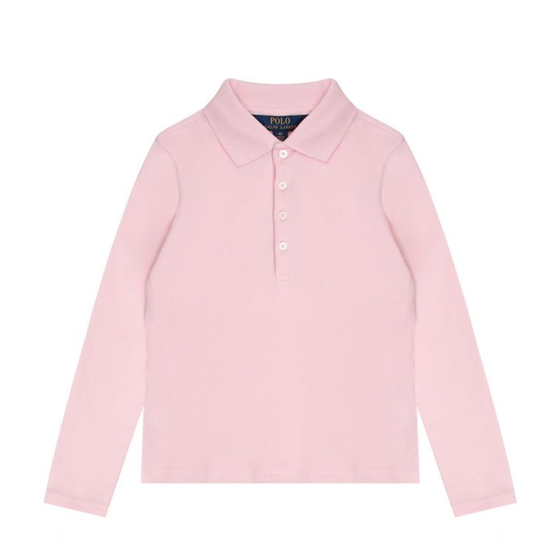 Older Girl's Pink Long Sleeve Cotton Blend Polo main product photo