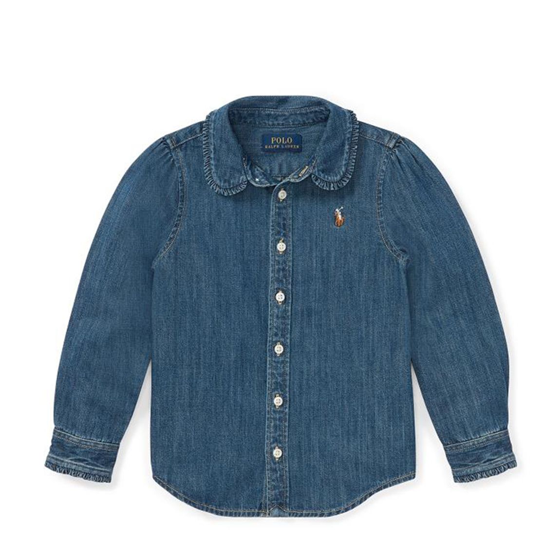 Younger Girl's Indigo Long Sleeve Denim Shirt main product photo