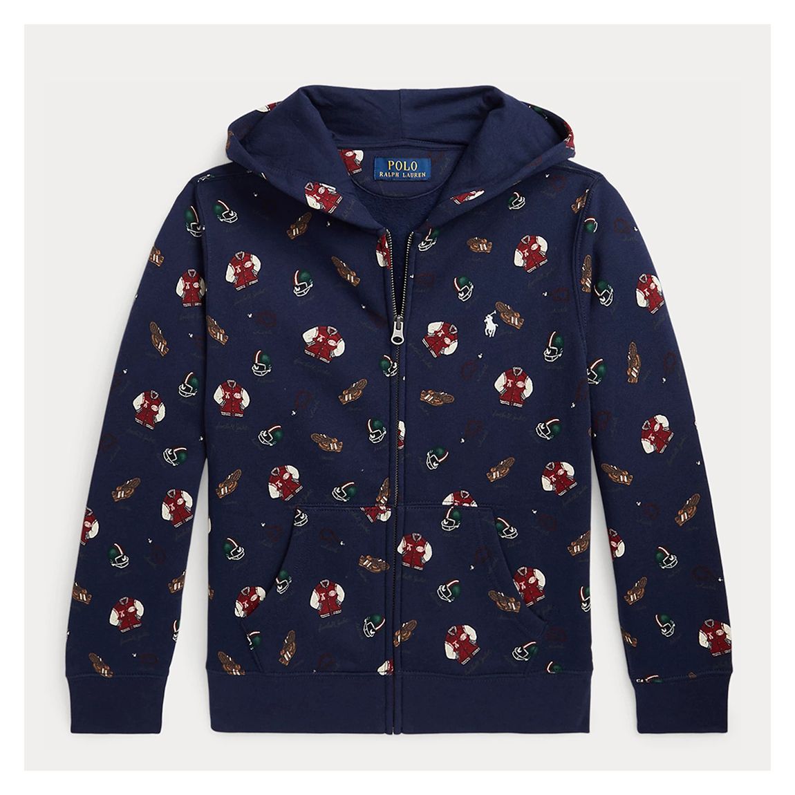 Older Boy's Navy All Over Print Cotton Blend Zipped Hoodie main product photo