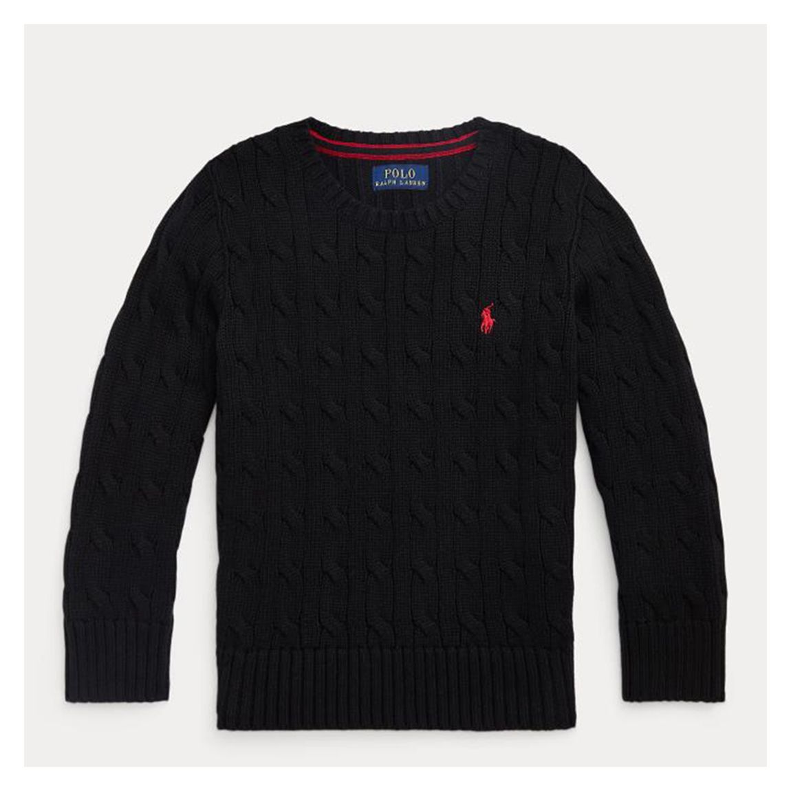 Younger Boy's Black Cable Knit Cotton Jumper main product photo