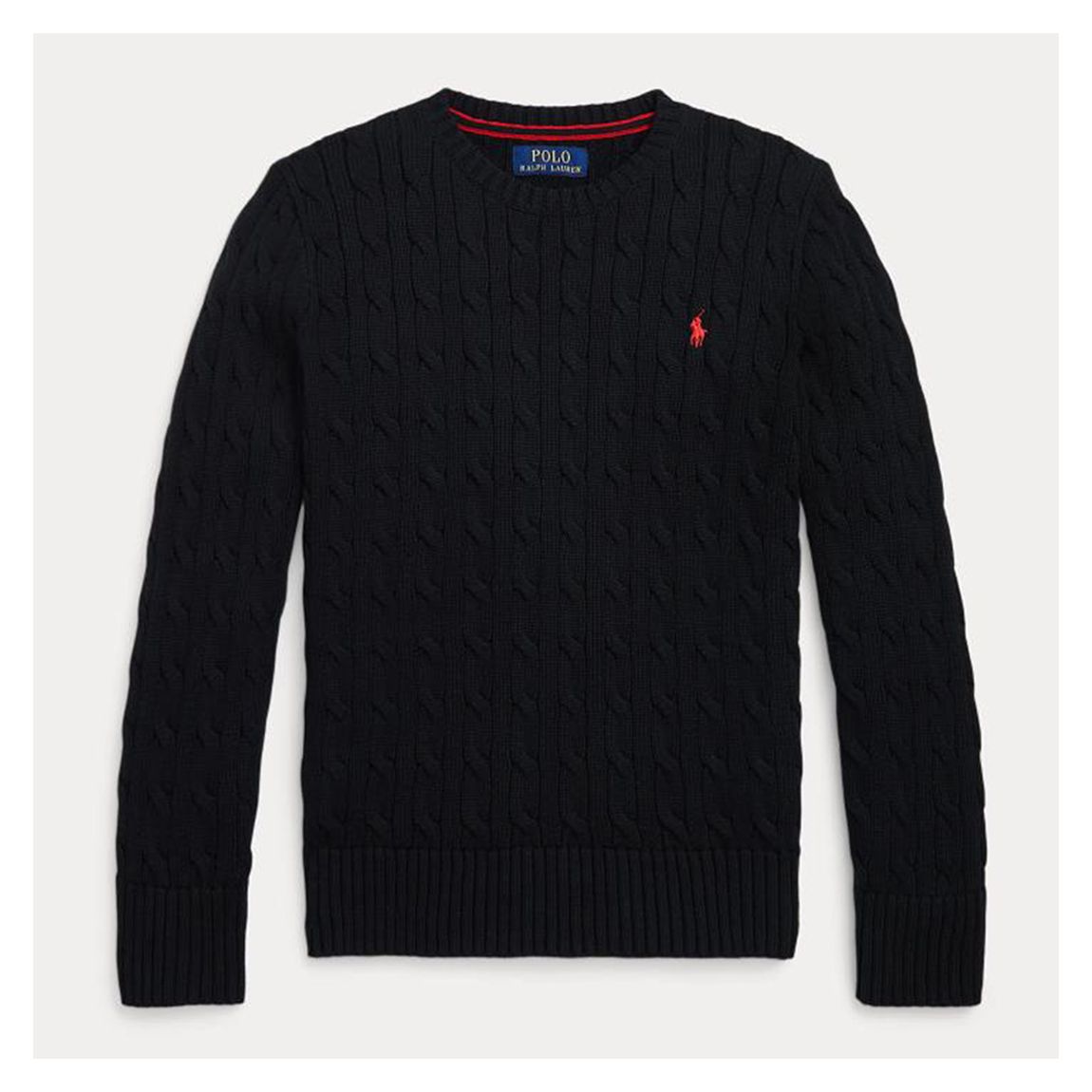 Older Boy's Black Cable Knit Cotton Jumper main product photo