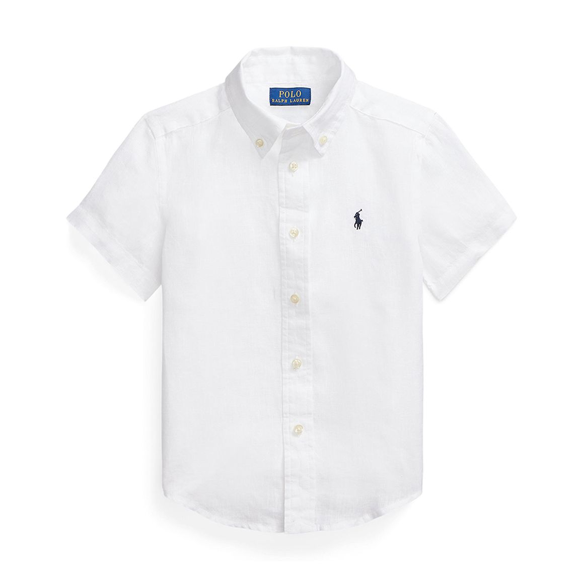 Toddler Boy's White Short Sleeve Linen Shirt main product photo