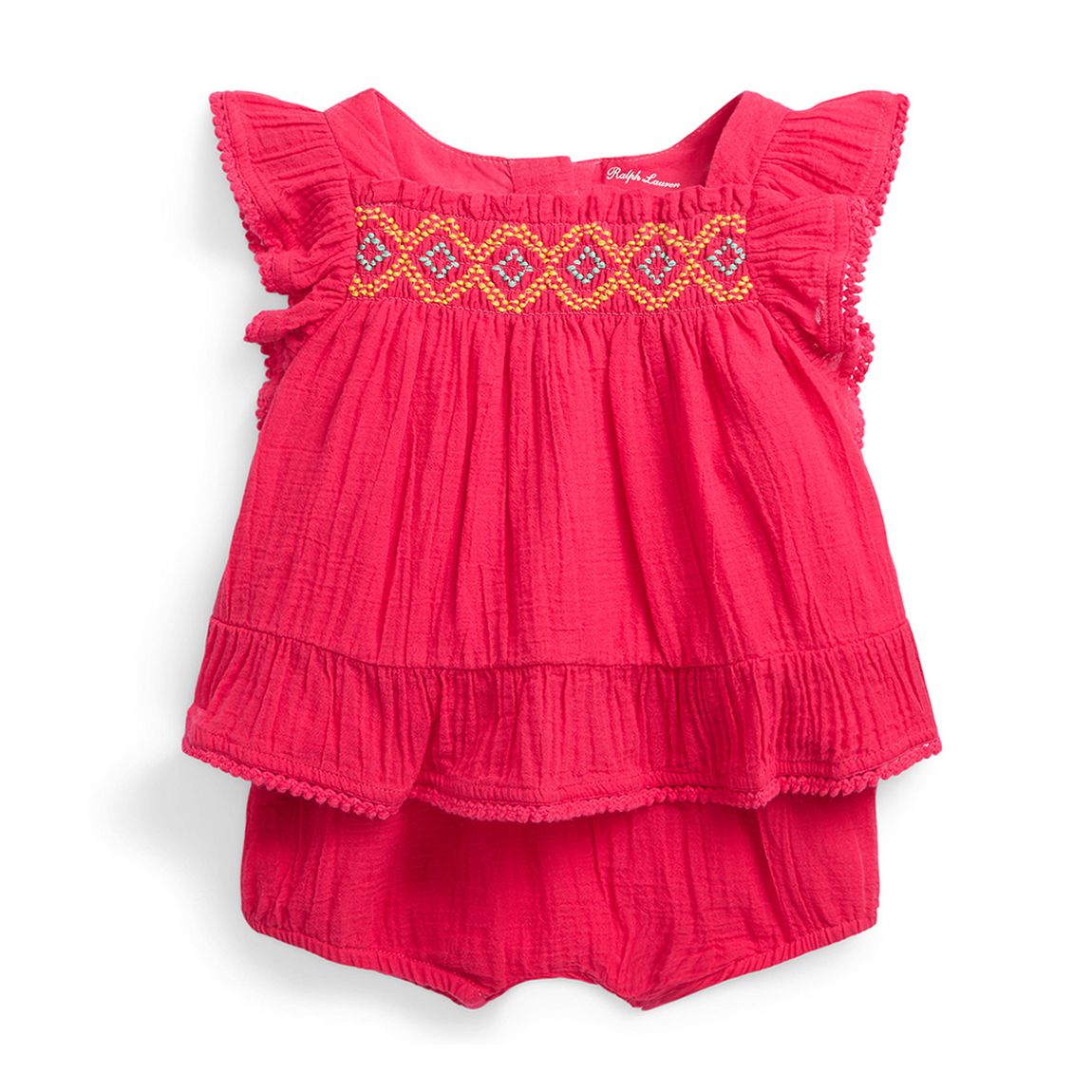 Baby Girl's Pink Ruffle Cotton Bloomer Set main product photo
