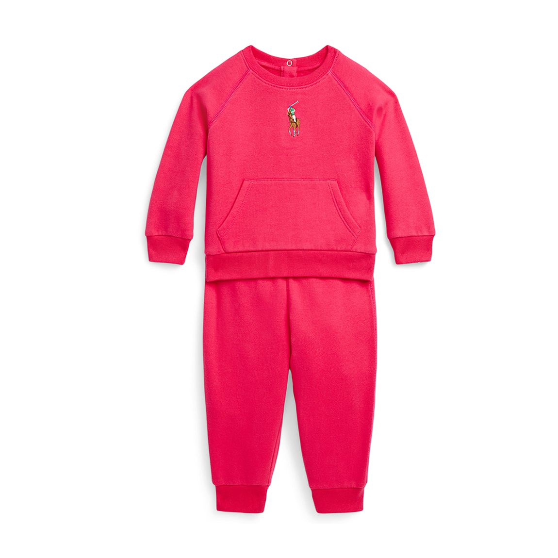 Baby Girl's Pink Fleece Cotton Blend Sweatshirt & Jogger Set main product photo