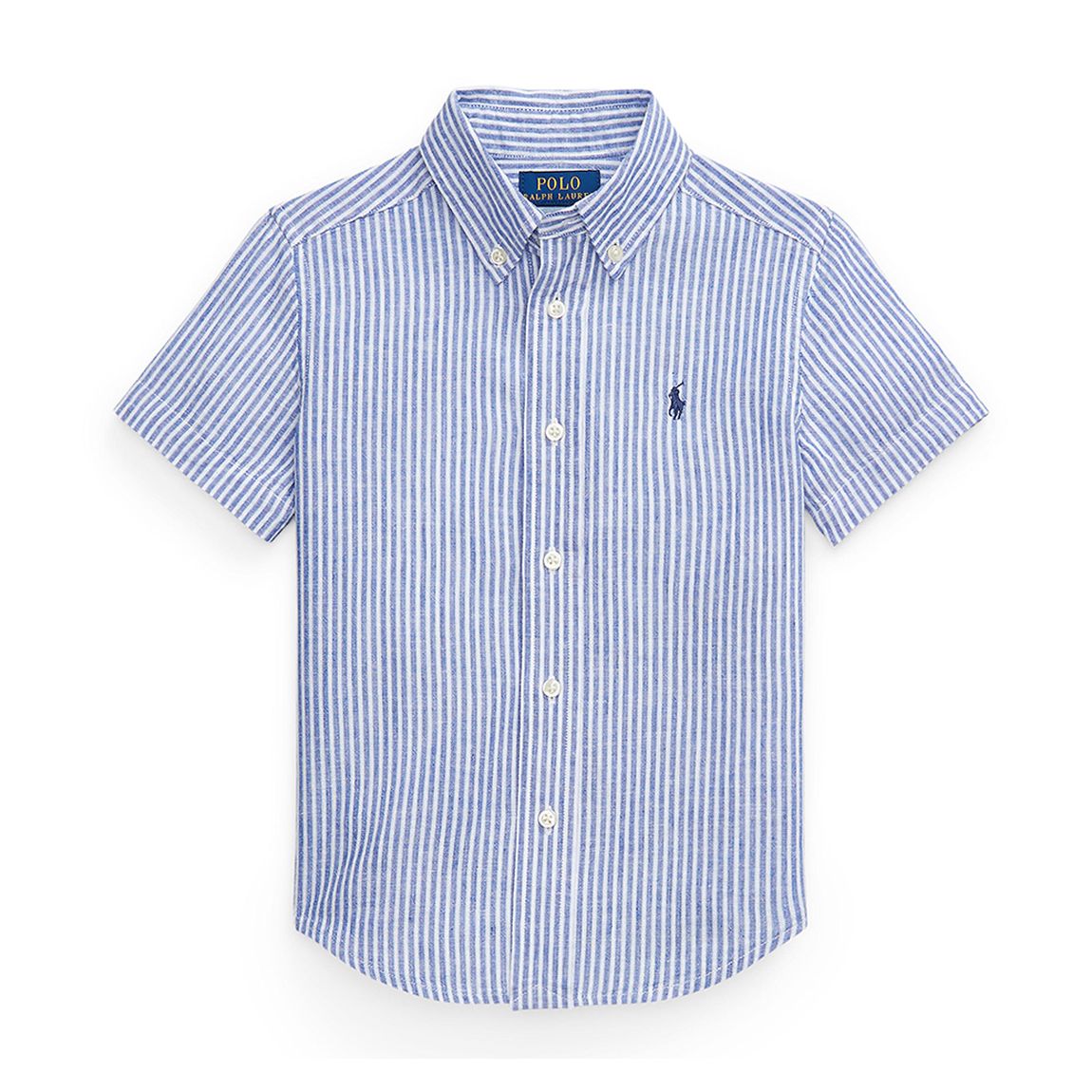 Toddler Boy's Blue Striped Linen Blend Shirt main product photo