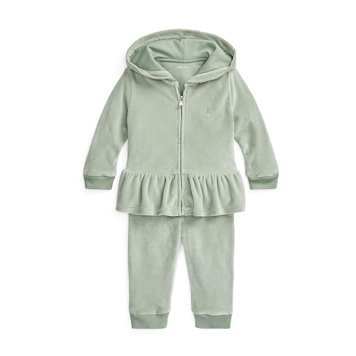 Baby Girl's Sage Velour Hoodie & Joggers Set main product photo