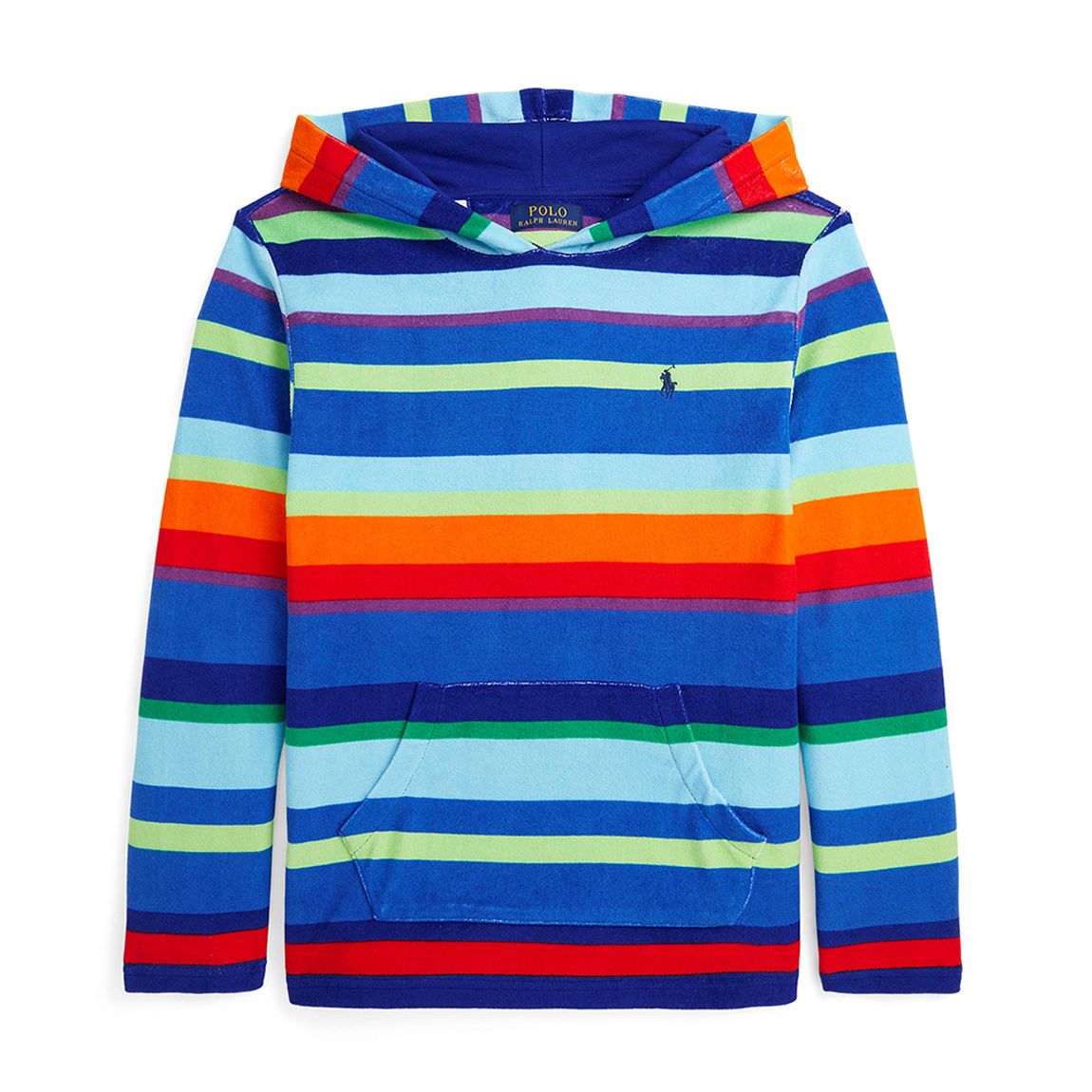 Older Boy's Blue Striped Cotton Blend Hoodie main product photo
