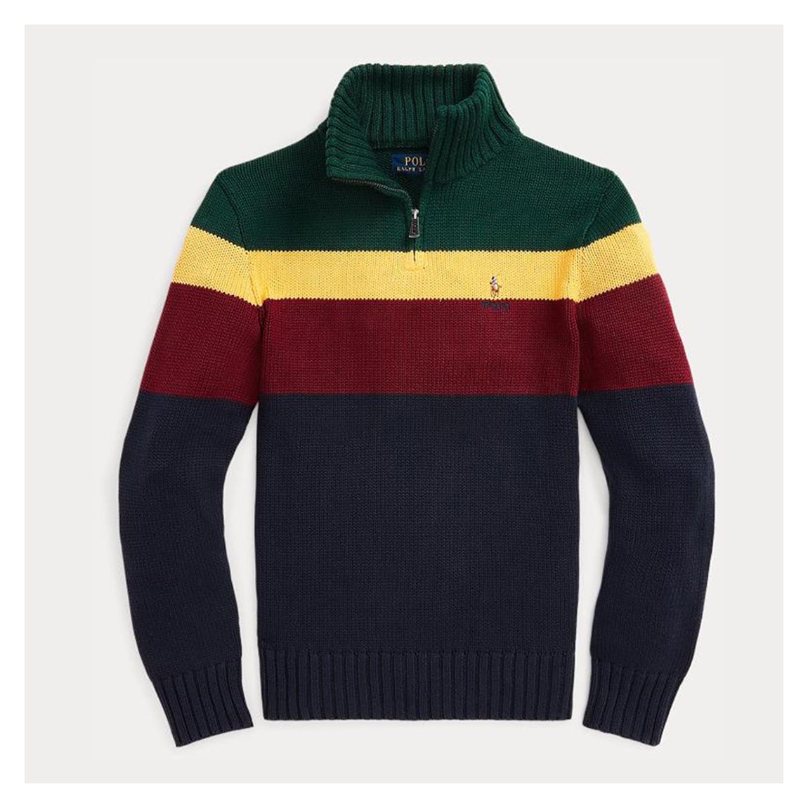 Older Boy's Navy Half Zip Cotton Jumper main product photo