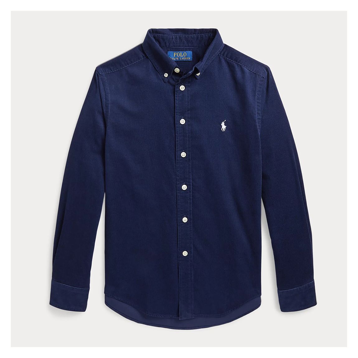 Older Boy's Navy Finewale Cord Cotton Shirt main product photo