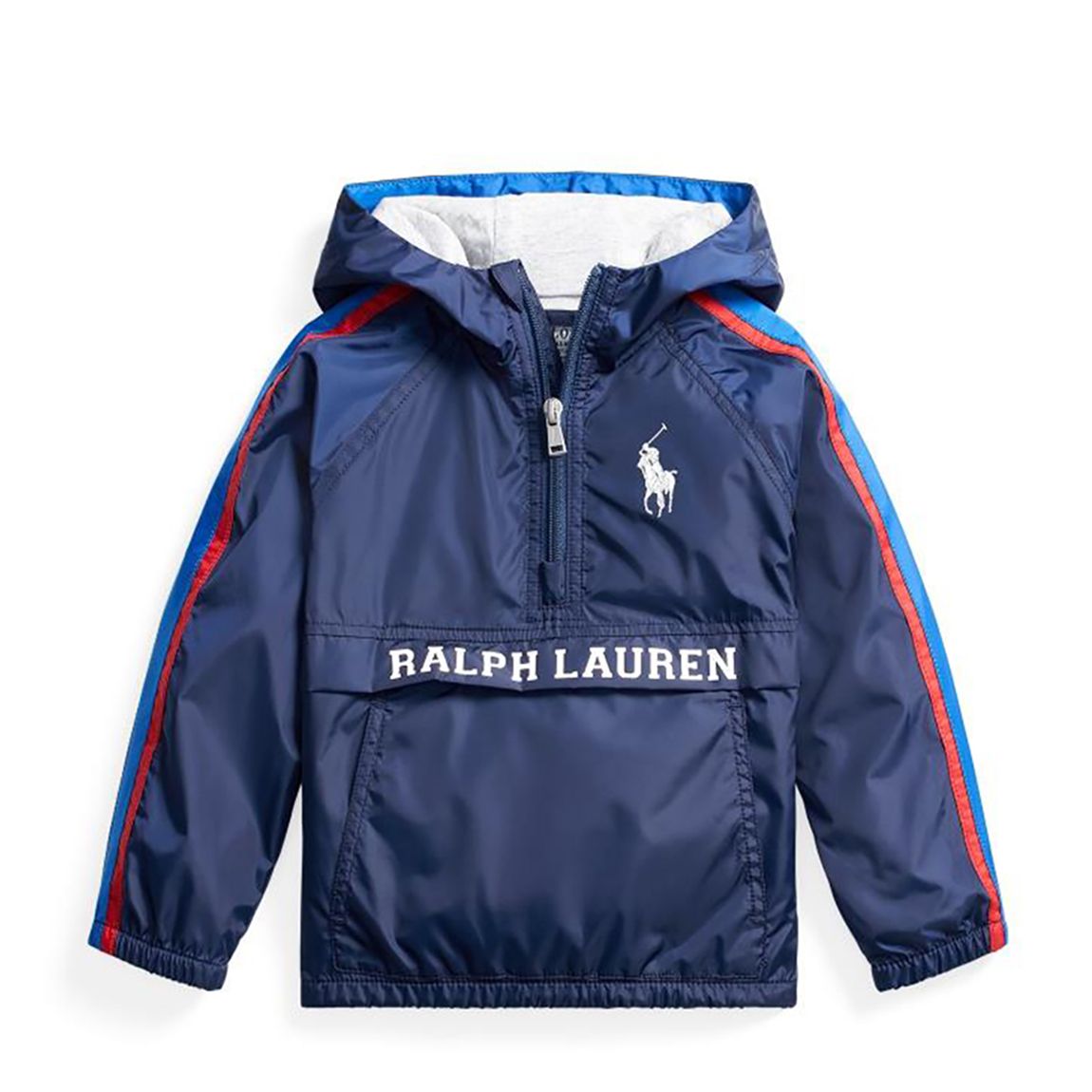 Older Boy's Navy Hooded Packable Jacket main product photo