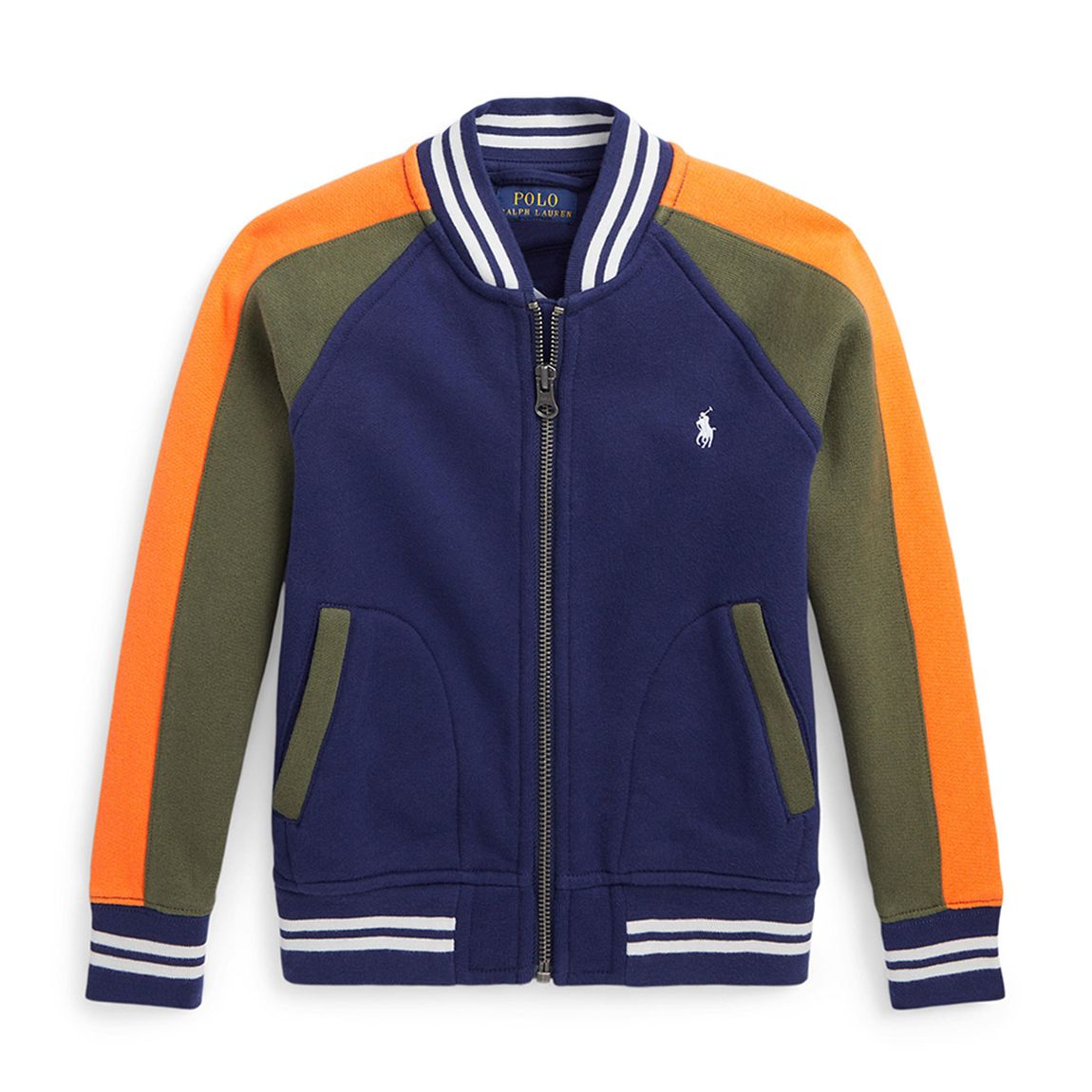 Younger Boy's Navy Colour Block Cotton Blend Jacket main product photo