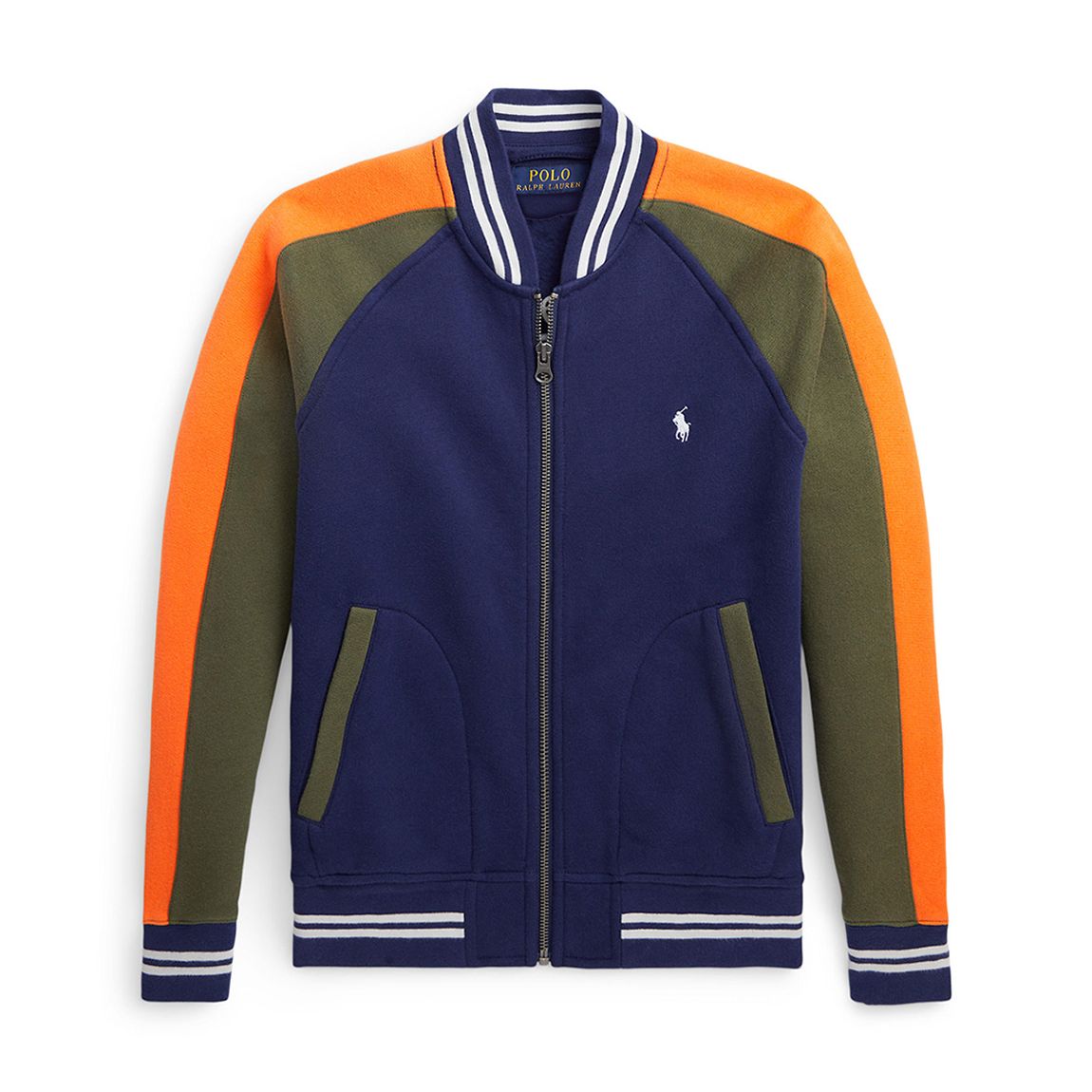 Older Boy's Navy Colour Block Cotton Blend Jacket main product photo