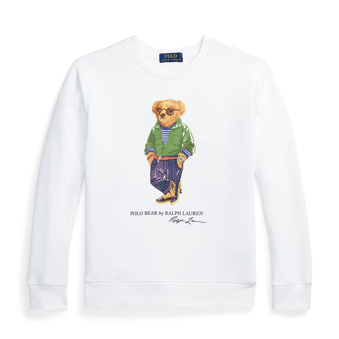 Older Boy's White Printed Teddy Logo Cotton Blend Sweatshirt main product photo