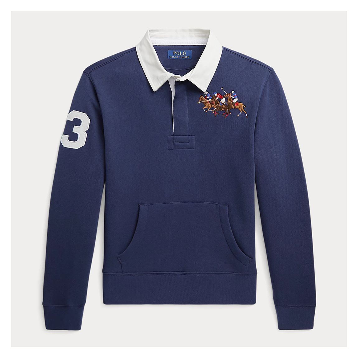 Older Boy's Navy Embroidered Cotton Blend Rugby Shirt main product photo
