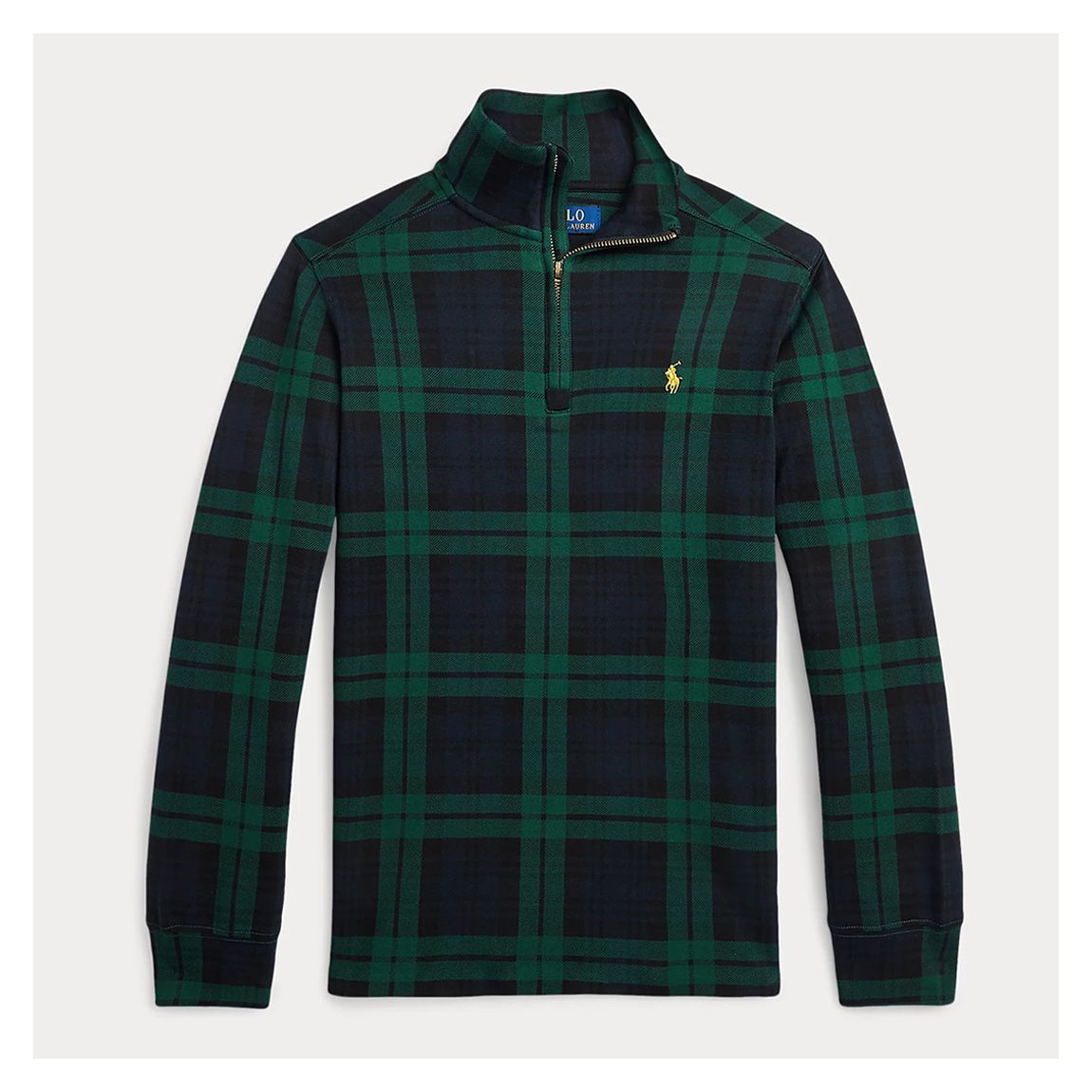 Older Boy's Navy Half Zip Check Cotton Jumper main product photo