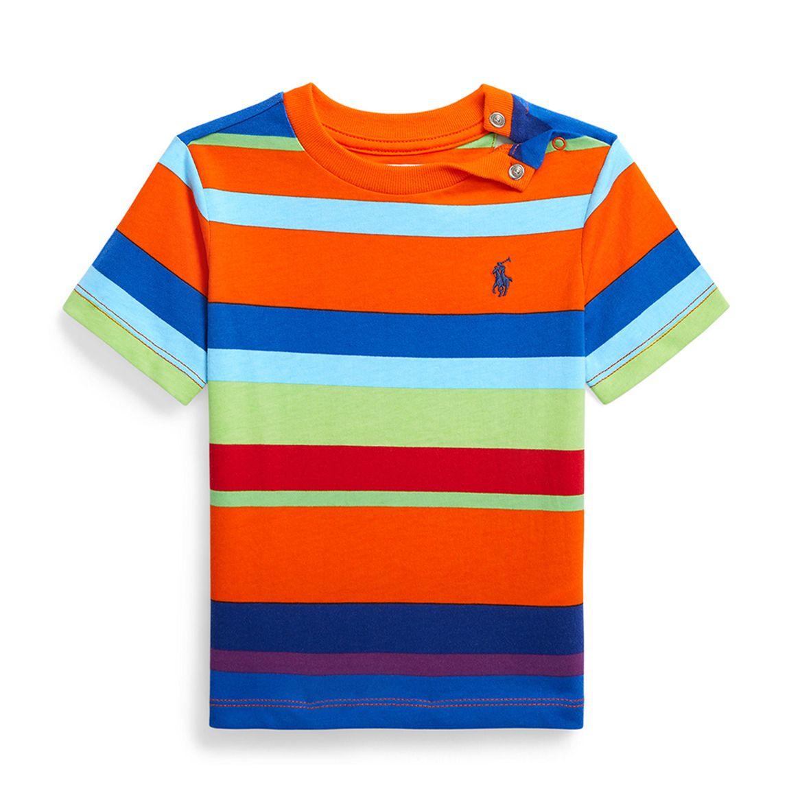 Baby Boy's Orange Striped Jersey Cotton T-Shirt main product photo