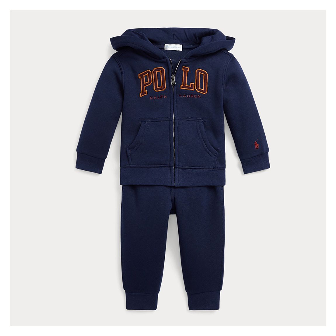 Baby Boy's Navy Cotton Blend Zipped Hoodie & Joggers Set main product photo