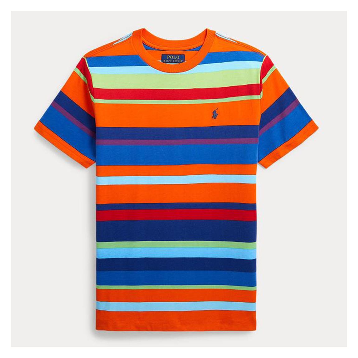 Older Boy's Orange Striped Jersey Cotton T-Shirt main product photo
