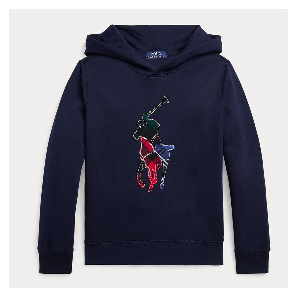 Older Boy's Navy Tartan Logo Cotton Blend Hoodie main product photo