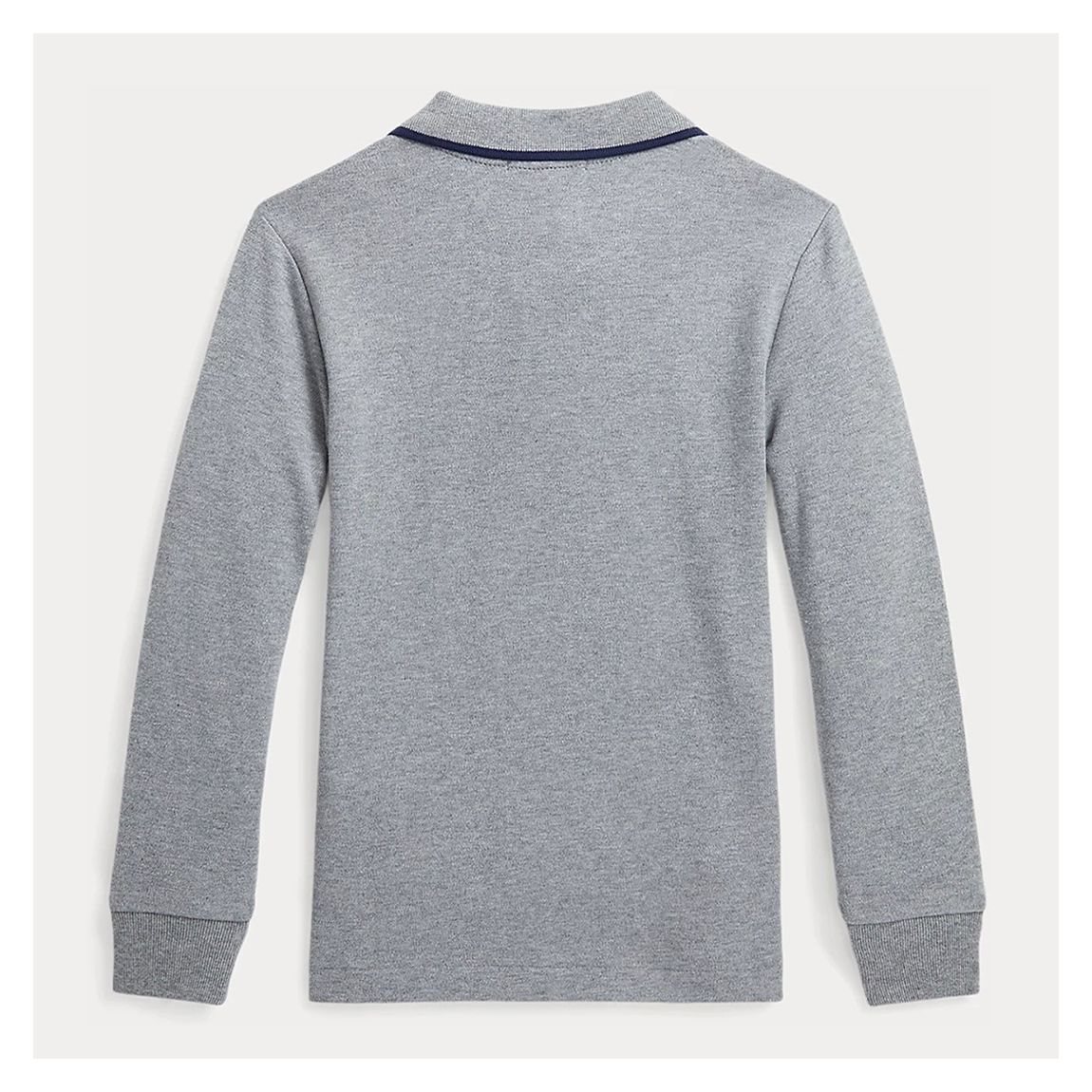 Younger Boy's Grey Contrast Trim Cotton Polo Shirt main product photo